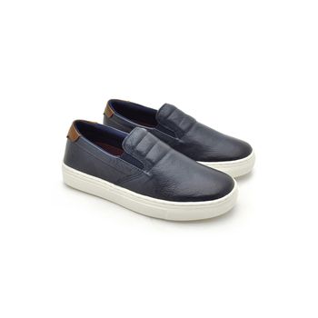 Slip On Yate Infantil Stratus em Couro - Marinho - 07956-2633 - Calçados Laroche