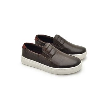 Slip On Yate Infantil Stratus em Couro - Café - 07956-2871 - Calçados Laroche