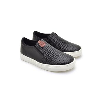 Slip On Yate Infantil Stratus em Couro - Preto - 07958-2984 - Calçados Laroche