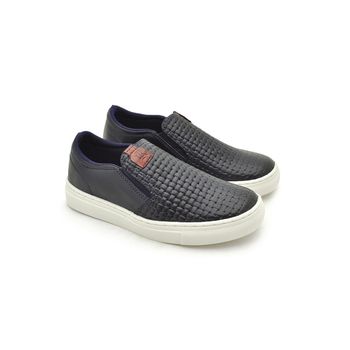 Slip On Yate Infantil Stratus em Couro - Marinho - 07958-2986 - Calçados Laroche