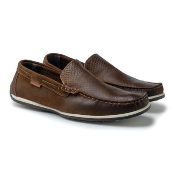 Mocassim Paraty Masculino de Couro - Amendoa E L - 03301-0038 - Calçados Laroche