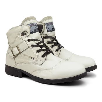 Bota Saara em Couro - Off White - Calçados Laroche