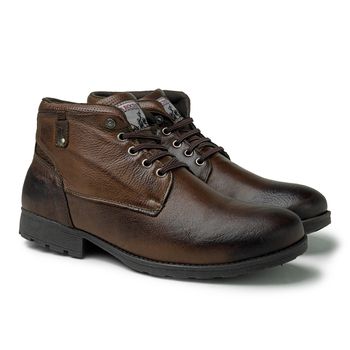 Bota Saara Masculina em Couro Legítimo - Café - 02820-2669 - Calçados Laroche