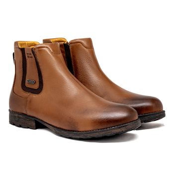 Bota Chelsea Saara em Couro - Whisky - Calçados Laroche