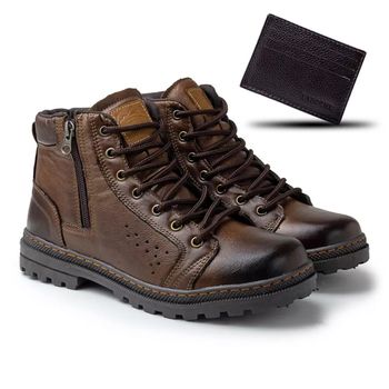 Bota em Couro Masculina Vacanza - Chocolate/Café/W... - DROP LAROCHE