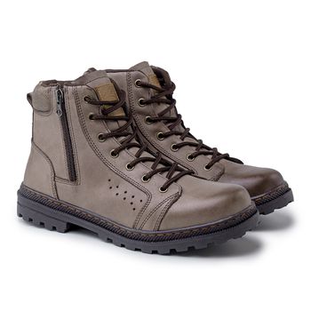 Bota Masculina Vacanza em Couro - Cromo Café E L - 05511-3588 - Calçados Laroche