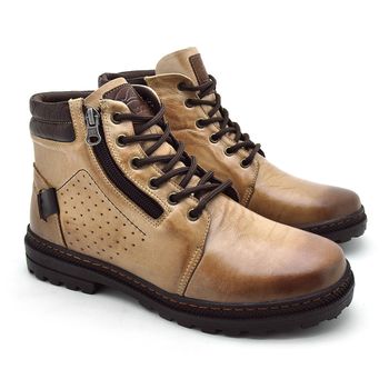 Bota em Couro Masculina Vacanza - Areia/Café - 05516-2856 - Calçados Laroche