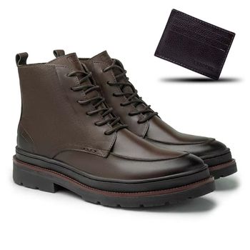 Bota Masculina Londres em Couro Legitimo - Café - ... - DROP LAROCHE