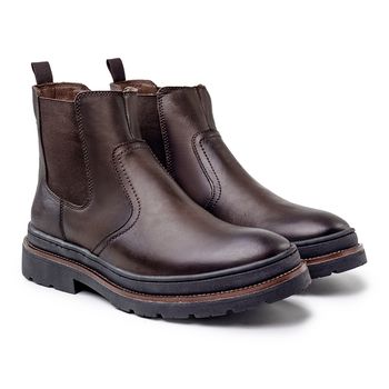 Bota Botina Masculina Londres em Couro Legitimo - Café - 08116-2611 - Calçados Laroche