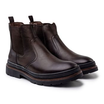 Bota Botina Masculina Londres em Couro Legitimo - Café - 08116-2611 - Calçados Laroche