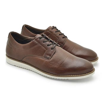 Sapato Masculino Casual Megane em Couro - Brown - 08305-3112 - Calçados Laroche