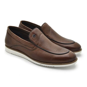 Sapato Masculino Casual Megane em Couro - Brown - 08306-3112 - Calçados Laroche