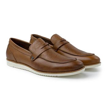Sapato Masculino Casual Megane em Couro - Whisky - 08310-2610 - Calçados Laroche