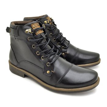 Bota Masculina Montana em Couro - Preto - 04704-2594 - Calçados Laroche