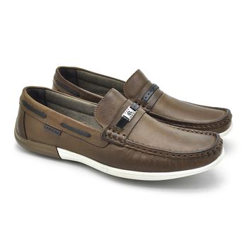 Mocassim Masculino Niteroi em Couro - Chocolate - 07507-3151 - Calçados Laroche