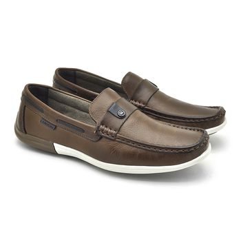 Mocassim Masculino Niteroi em Couro - Chocolate - 07508-3151 - Calçados Laroche