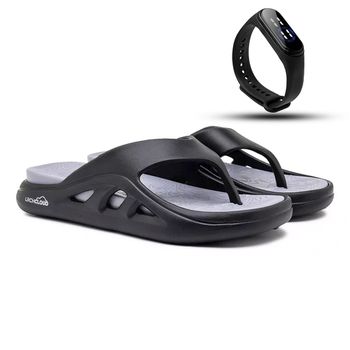 Chinelo Nuvem Cloud Dedo - Preto/Cinza + Brinde Relógio Digital - Calçados Laroche
