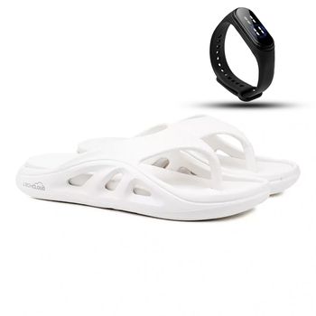 Chinelo Nuvem Cloud Dedo - Branco + Brinde Relógio Digital - Calçados Laroche