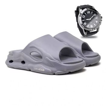 Chinelo Nuvem Masculino Laroche Cloud - Cinza + Brinde Relógio - Calçados Laroche