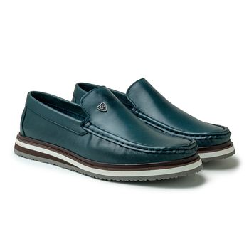 Mocassim Loafer Oasis em Couro - Marinho E L - 09401-2239 - Calçados Laroche