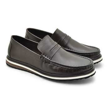 Mocassim Loafer Oasis em Couro - Café - 09402-2535 - Calçados Laroche