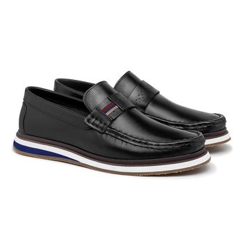 Mocassim Loafer Oasis em Couro - Preto - Calçados Laroche