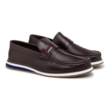 Mocassim Loafer Oasis em Couro - Café - Calçados Laroche