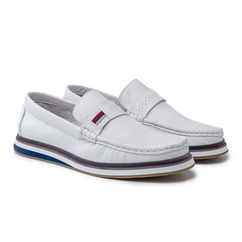 Mocassim Loafer Oasis em Couro - Branco Alvejado E L - 09407-3587 - Calçados Laroche