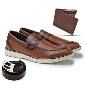 Sapato Masculino LRC Oxford - Whisky + Grátis Carteira e Cinto - 018001-2227 - Calçados Laroche