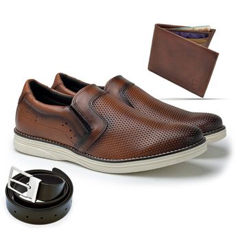 Sapato Masculino LRC Oxford - Whisky + Grátis Carteira e Cinto - 018003-2227 - Calçados Laroche