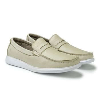 Mocassim Loafer Santorini Masculino em Couro - Off White - 08603-3051 - Calçados Laroche