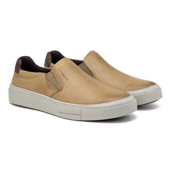 Slip On Casual Seul em Couro - Areia - Calçados Laroche