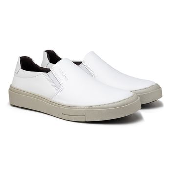 Slip On Casual Seul em Couro - Branco + Brinde Bag 30anos - Calçados Laroche