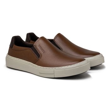 Slip On Casual Seul em Couro - Chocolate + Brinde Bag 30anos - Calçados Laroche