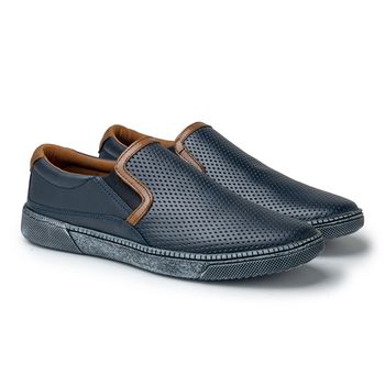 Slip On Masculino em couro Street - Marinho - 05607-1626 - Calçados Laroche
