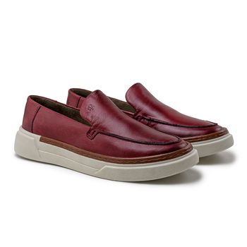 Slip On Iate Masculino Titanium em Couro - Vinho E L - 09903-1627 - Calçados Laroche