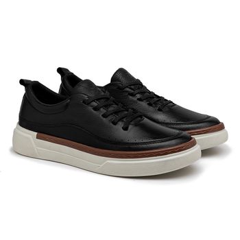 Sapatenis Casual Masculino Titanium em Couro - Preto - Calçados Laroche