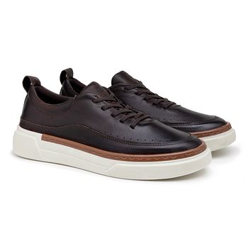 Sapatenis Casual Masculino Titanium em Couro - Café - Calçados Laroche