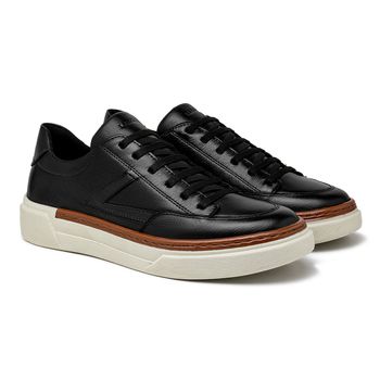 Sapatenis Casual Masculino Titanium em Couro - Preto - Calçados Laroche