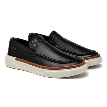 Slip On Iate Masculino Titanium em Couro - Preto - Calçados Laroche
