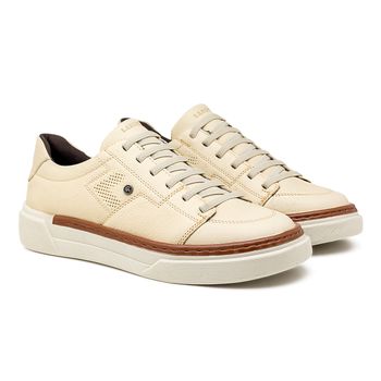 Sapatenis Casual Masculino Titanium em Couro - Marfim E L - Calçados Laroche