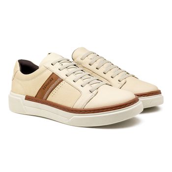 Sapatenis Casual Masculino Titanium em Couro - Marfim E L - Calçados Laroche