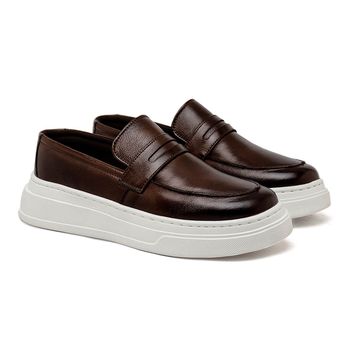 Slip On Loafer Masculino Laroche Toquio em Couro - Café - Calçados Laroche