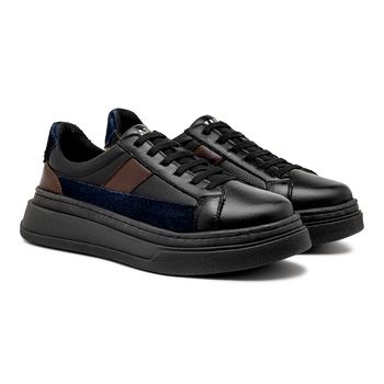 Tenis Casual Masculino Toquio Colors em Couro - Preto - Calçados Laroche