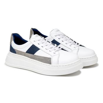 Tenis Casual Masculino Toquio Colors em Couro - Branco - Calçados Laroche