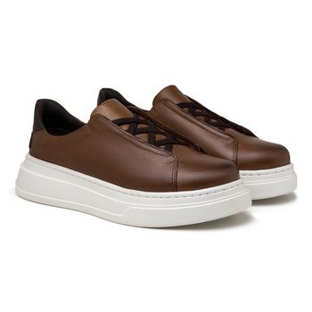 Sapatenis Casual Masculino Laroche Toquio em Couro - Chocolate - Calçados Laroche