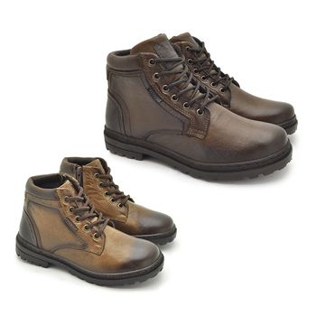 BOTA MASCULINO VACANZA EM COURO CHOCOLATE Tal Pai / Tal Filho