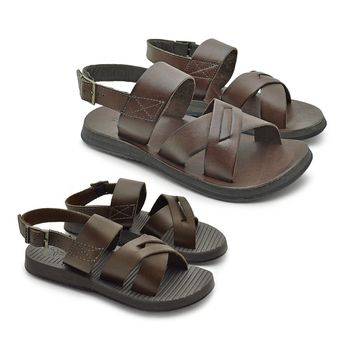SANDALIA MASCULINO EM COURO WHISKY Tal Pai / Tal Filho
