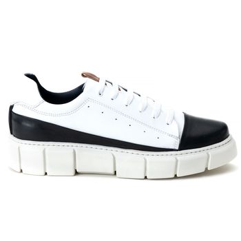 Tenis Masculino De Couro Bangkok Branco E Preto - Mr. Light | Oficial®