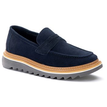 Sapato Masculino Loafer Tratorado Camurça Azul Mar... - Mr. Light | Oficial®